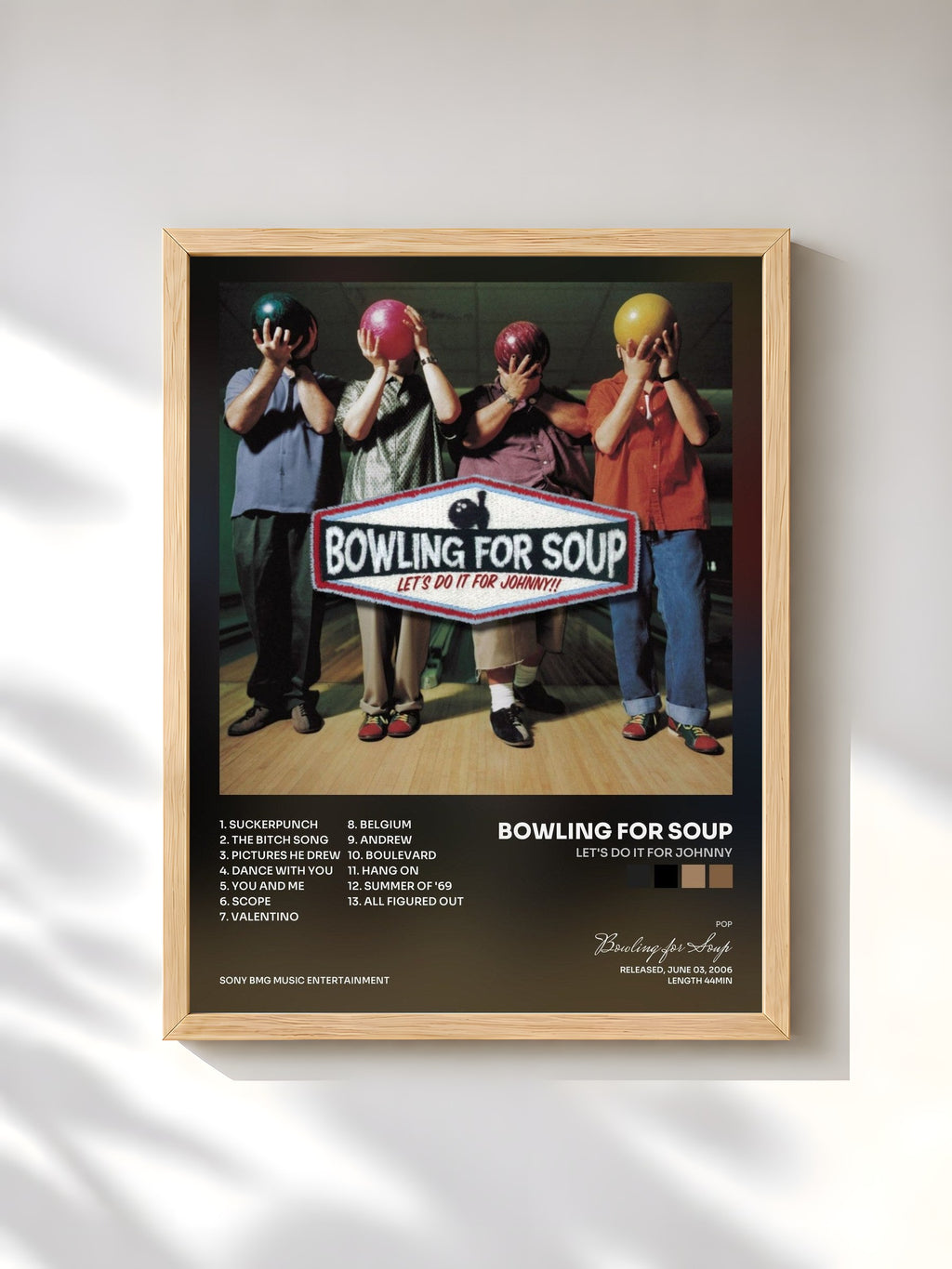 #bois Tableau de l'album Let's Do It For Johnny de Bowling for Soup, cadre en bois brut, imprimé et encadré en France
