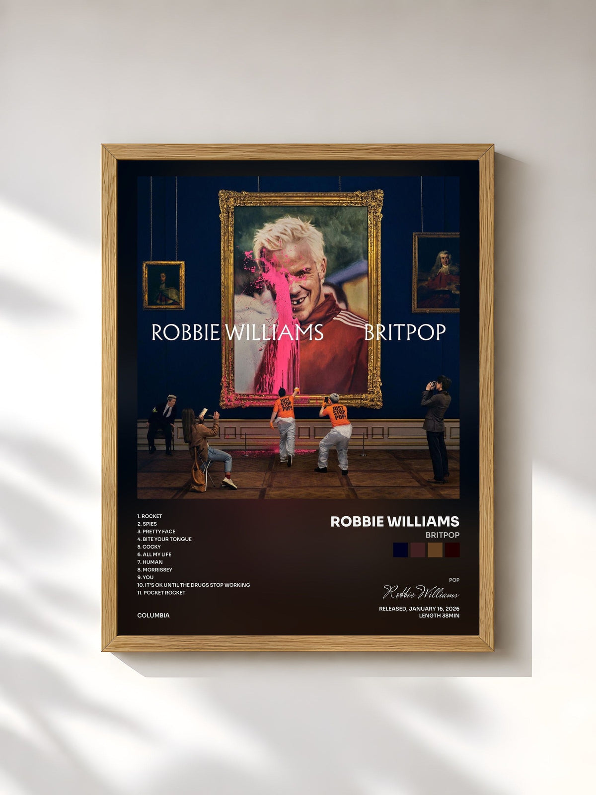 #bois Tableau de l'album BRITPOP de Robbie Williams, cadre en bois brut, imprimé et encadré en France