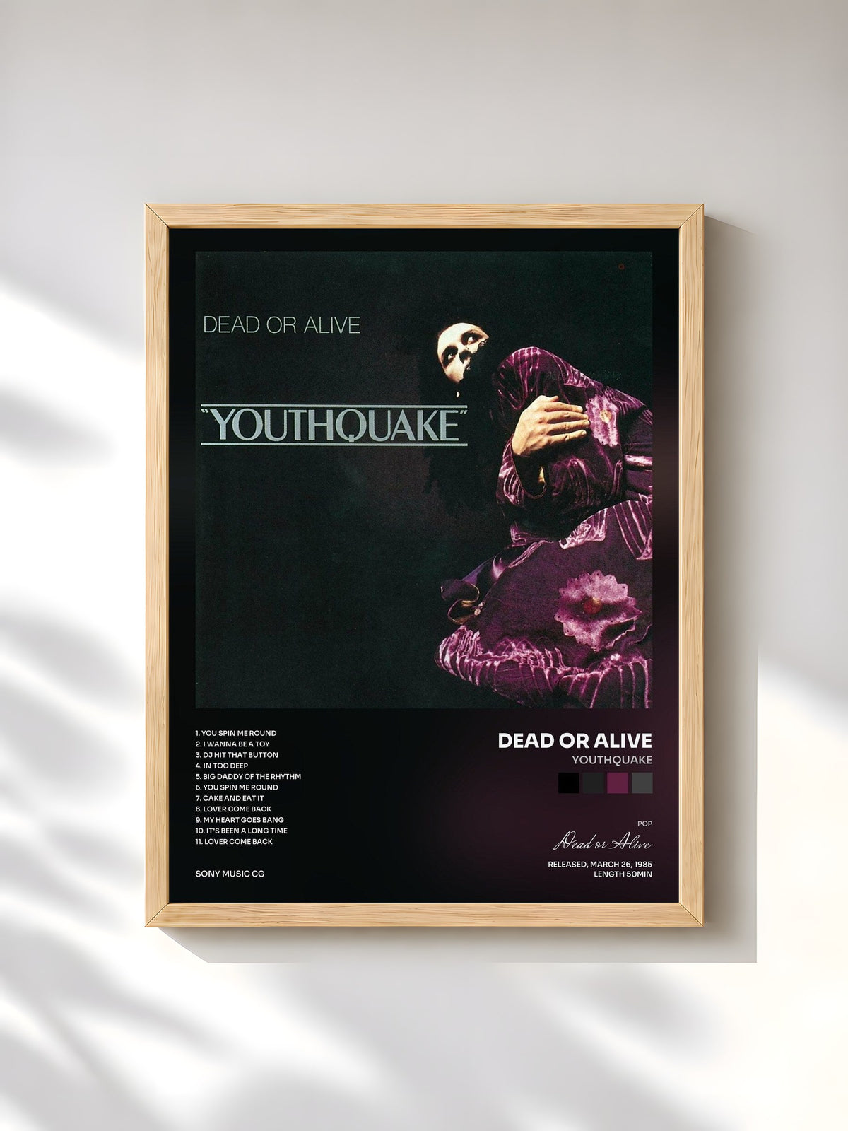 #bois Tableau de l'album Youthquake de Dead or Alive, cadre en bois brut, imprimé et encadré en France