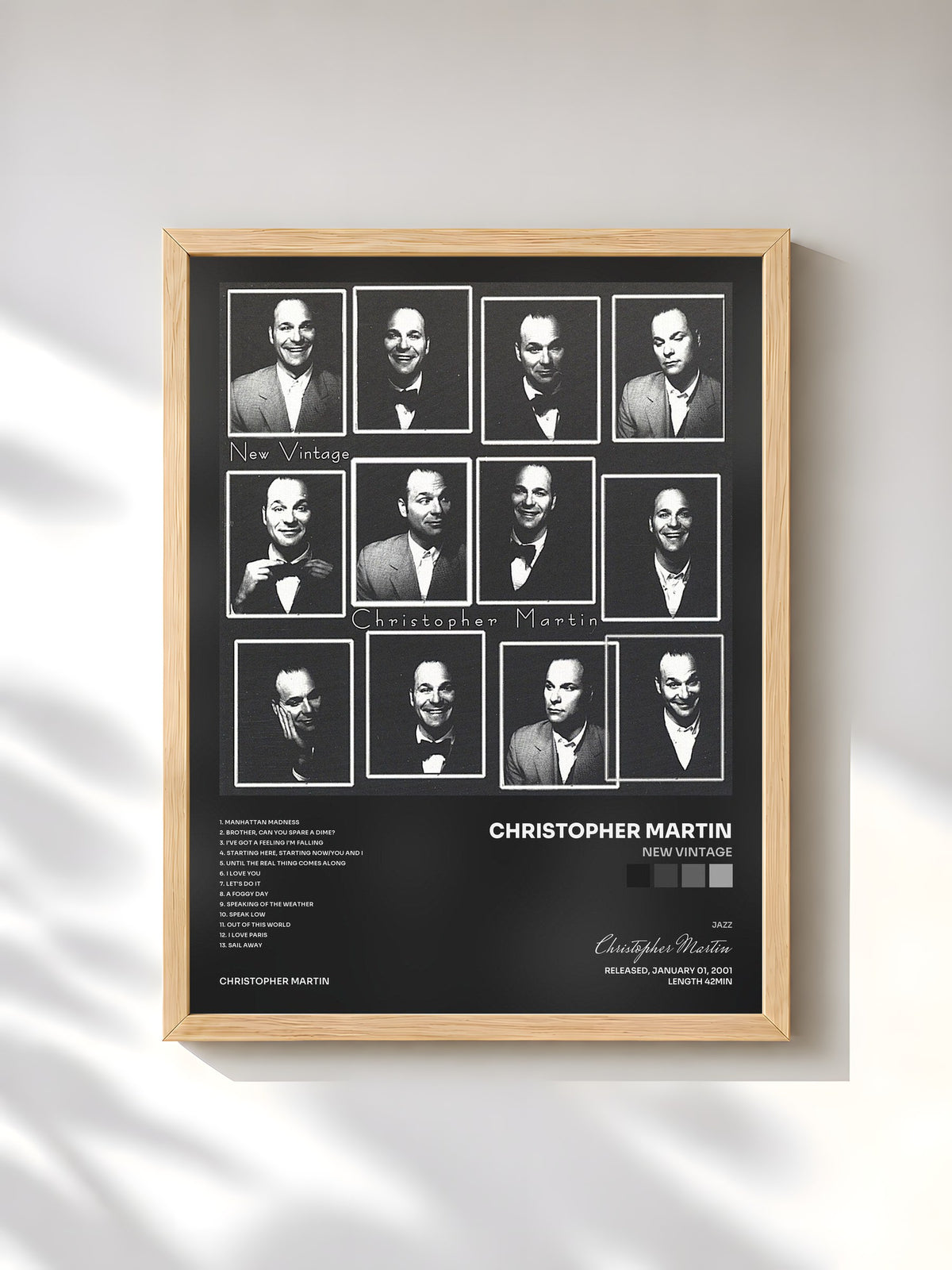 #bois Tableau de l'album New Vintage de Christopher Martin, cadre en bois brut, imprimé et encadré en France