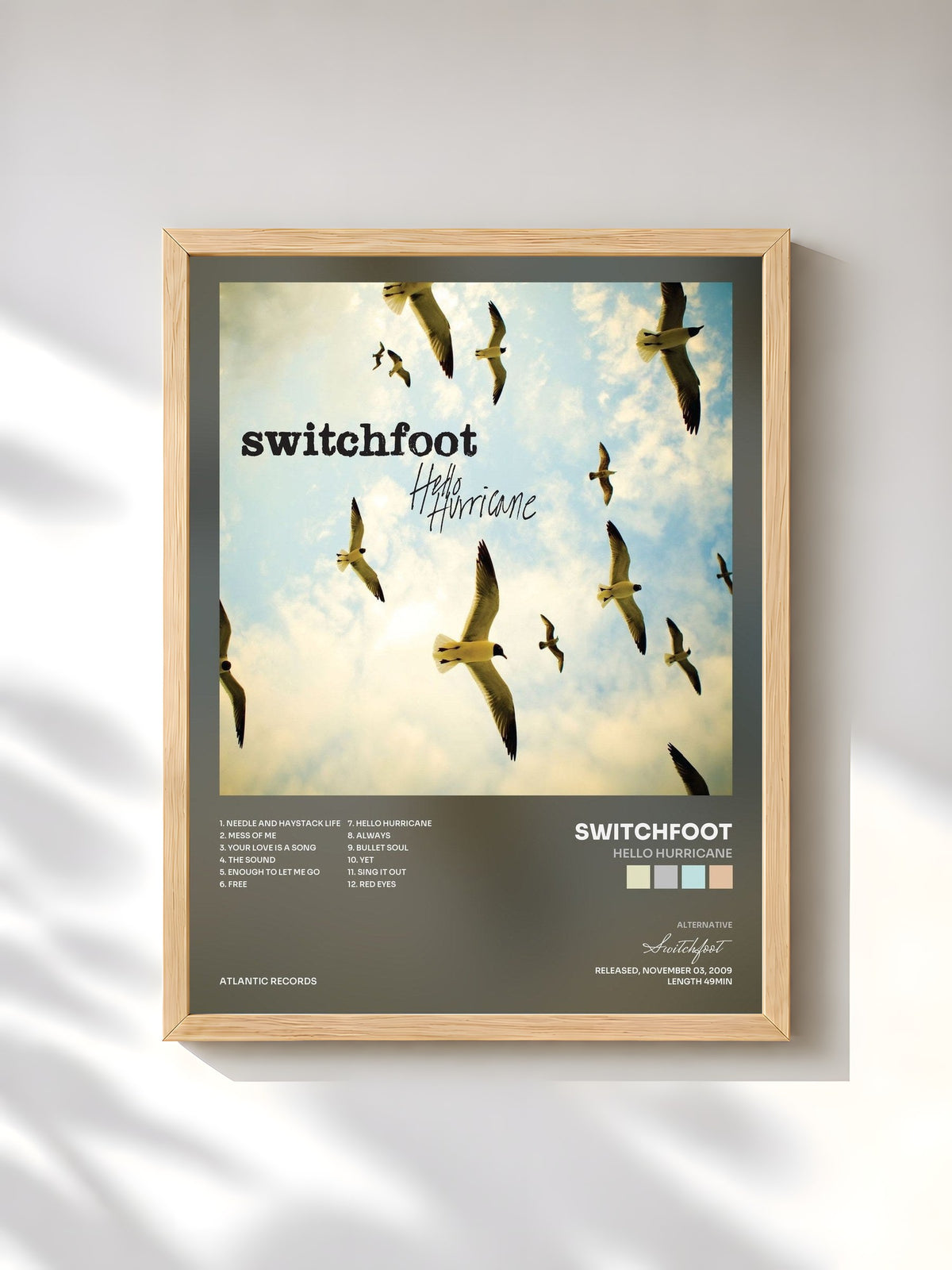 #bois Tableau de l'album Hello Hurricane de Switchfoot, cadre en bois brut, imprimé et encadré en France
