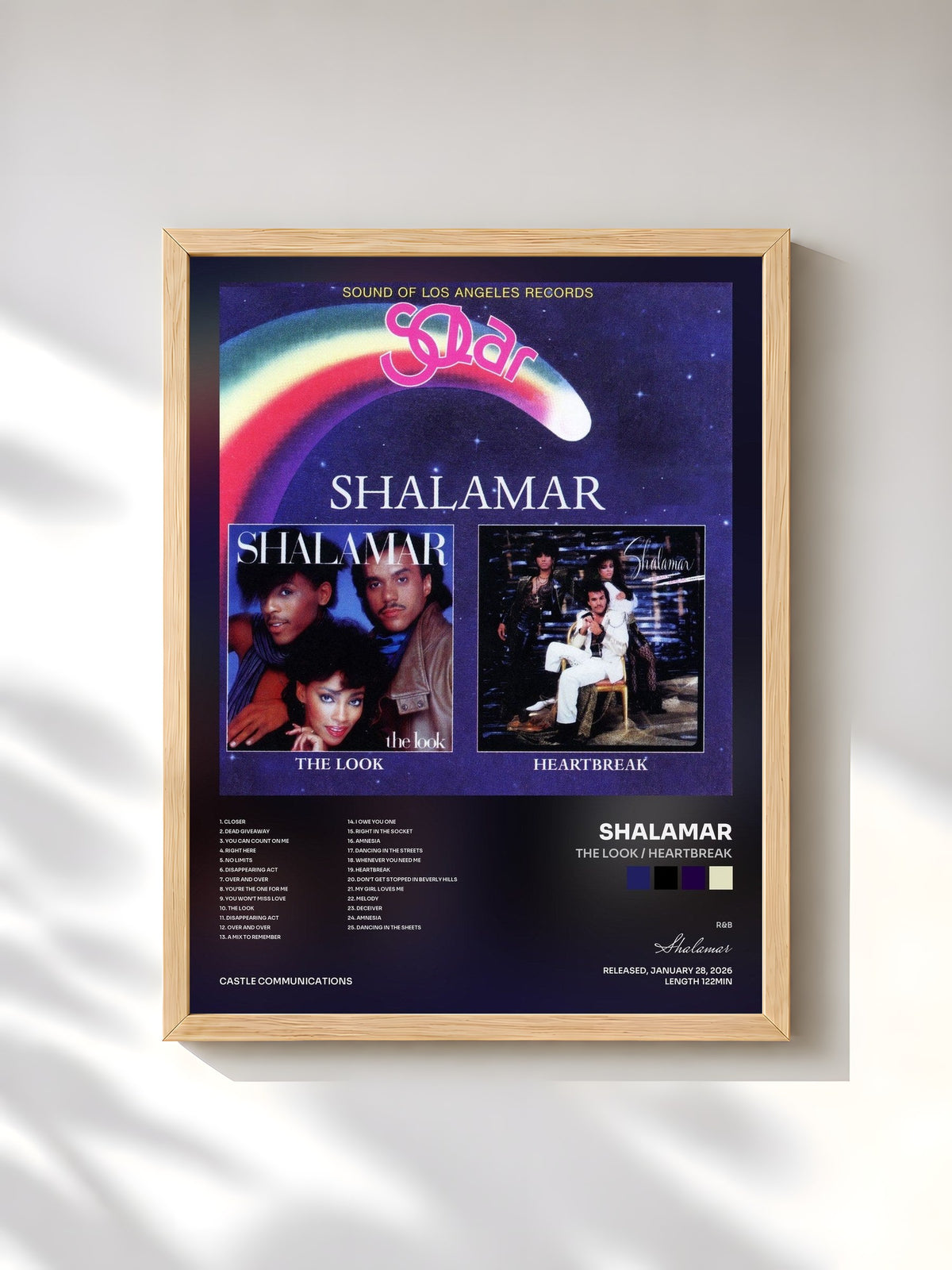 #bois Tableau de l'album The Look / Heartbreak de Shalamar, cadre en bois brut, imprimé et encadré en France