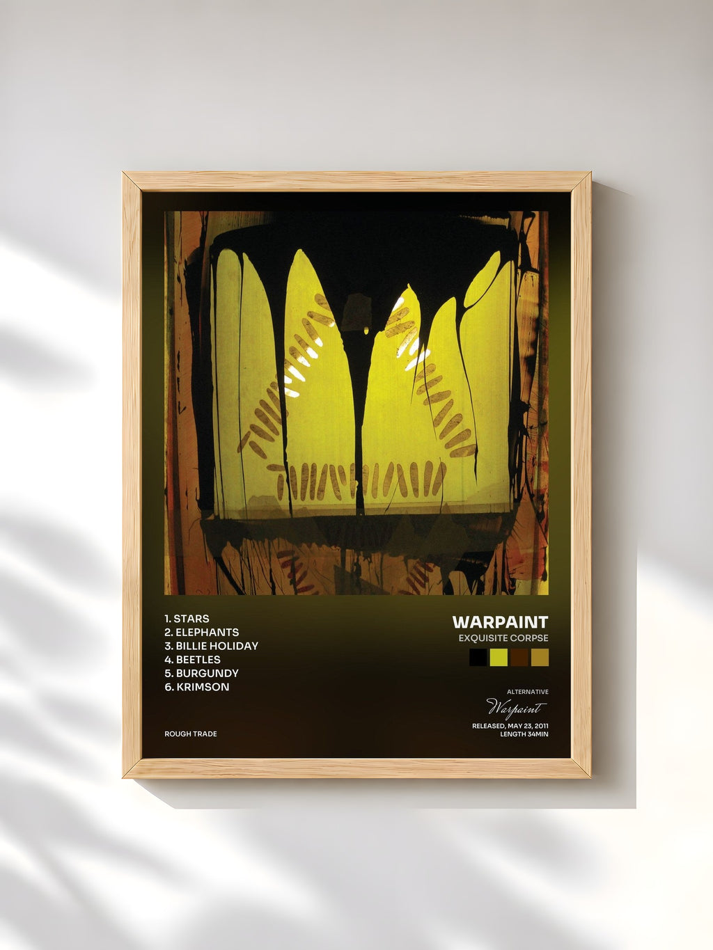 #bois Tableau de l'album Exquisite Corpse de Warpaint, cadre en bois brut, imprimé et encadré en France