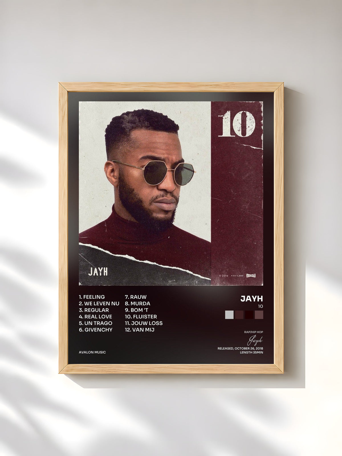 #bois Tableau de l'album 10 de Jayh, cadre en bois brut, imprimé et encadré en France