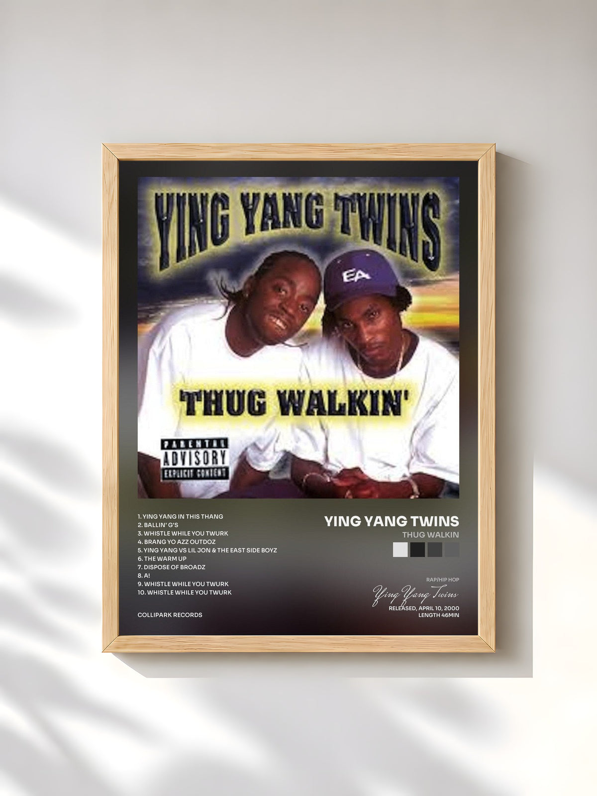 #bois Tableau de l'album Thug Walkin de Ying Yang Twins, cadre en bois brut, imprimé et encadré en France