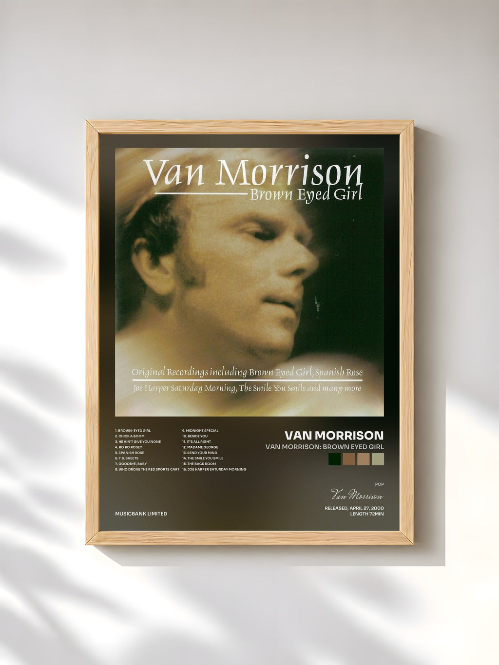 #bois Tableau de l'album Van Morrison: Brown Eyed Girl de Van Morrison, cadre en bois brut, imprimé et encadré en France