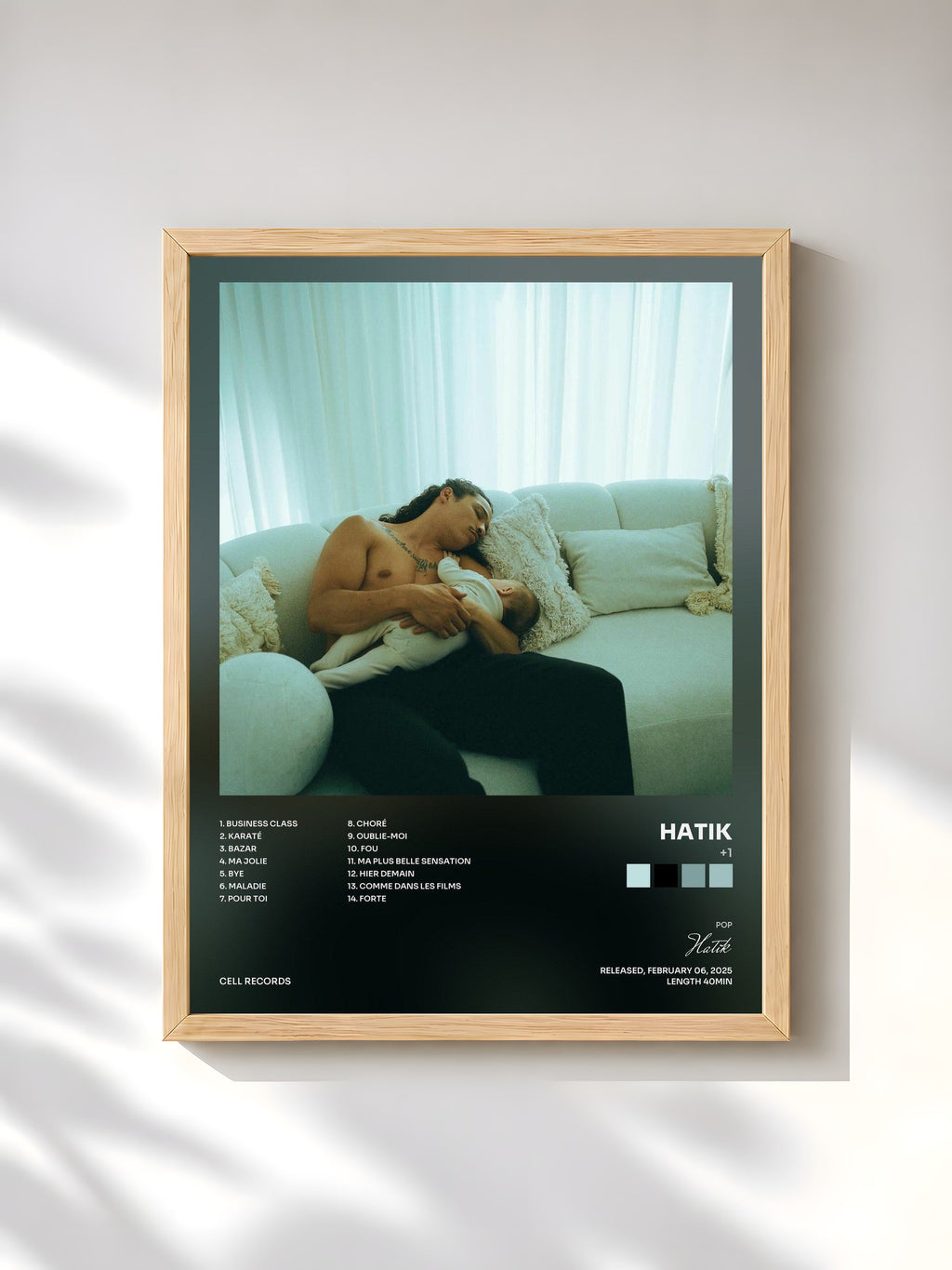 #bois Tableau de l'album +1 de Hatik, cadre en bois brut, imprimé et encadré en France