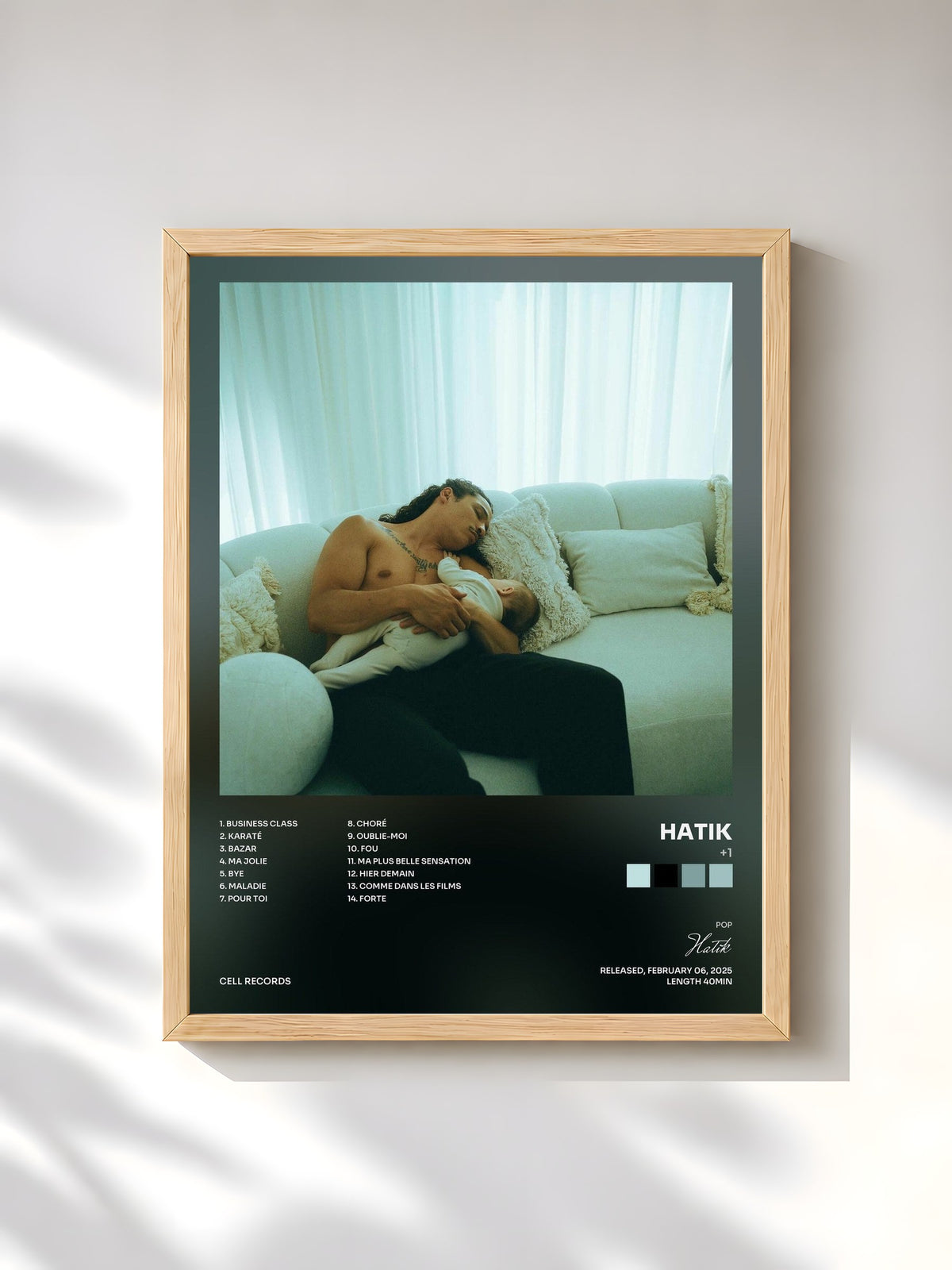 #bois Tableau de l'album +1 de Hatik, cadre en bois brut, imprimé et encadré en France