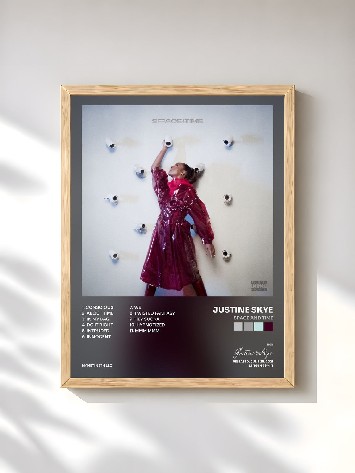 #bois Tableau de l'album Space and Time de Justine Skye, cadre en bois brut, imprimé et encadré en France