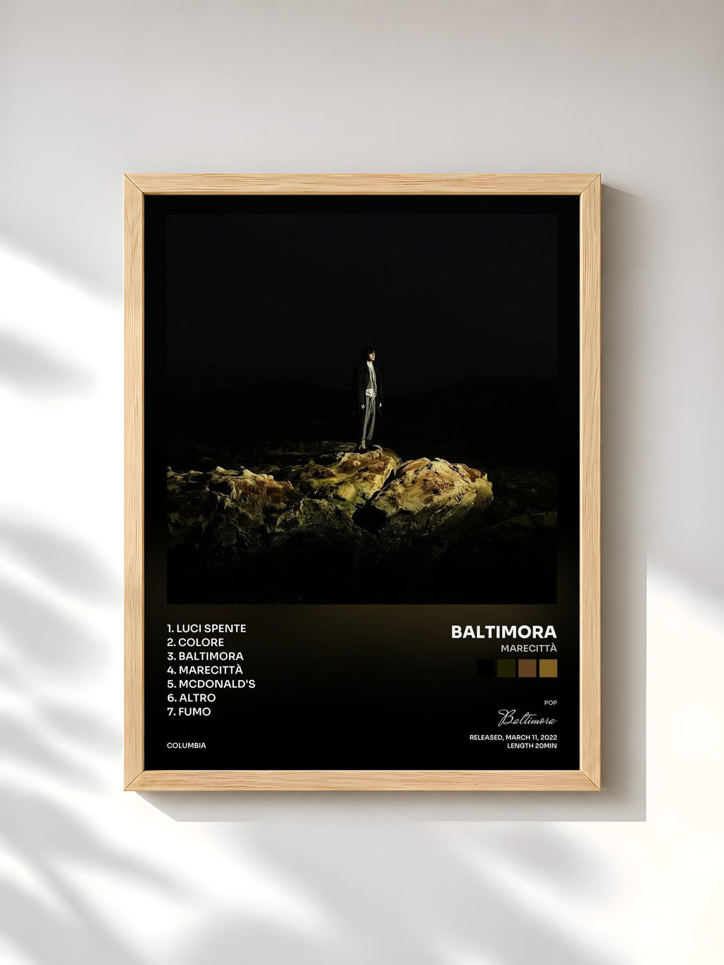 #bois Tableau de l'album Marecittà de Baltimora, cadre en bois brut, imprimé et encadré en France