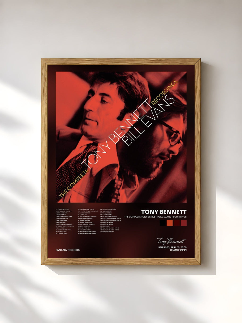 #bois Tableau de l'album The Complete Tony Bennett/Bill Evans Recordings de Tony Bennett, cadre en bois brut, imprimé et encadré en France