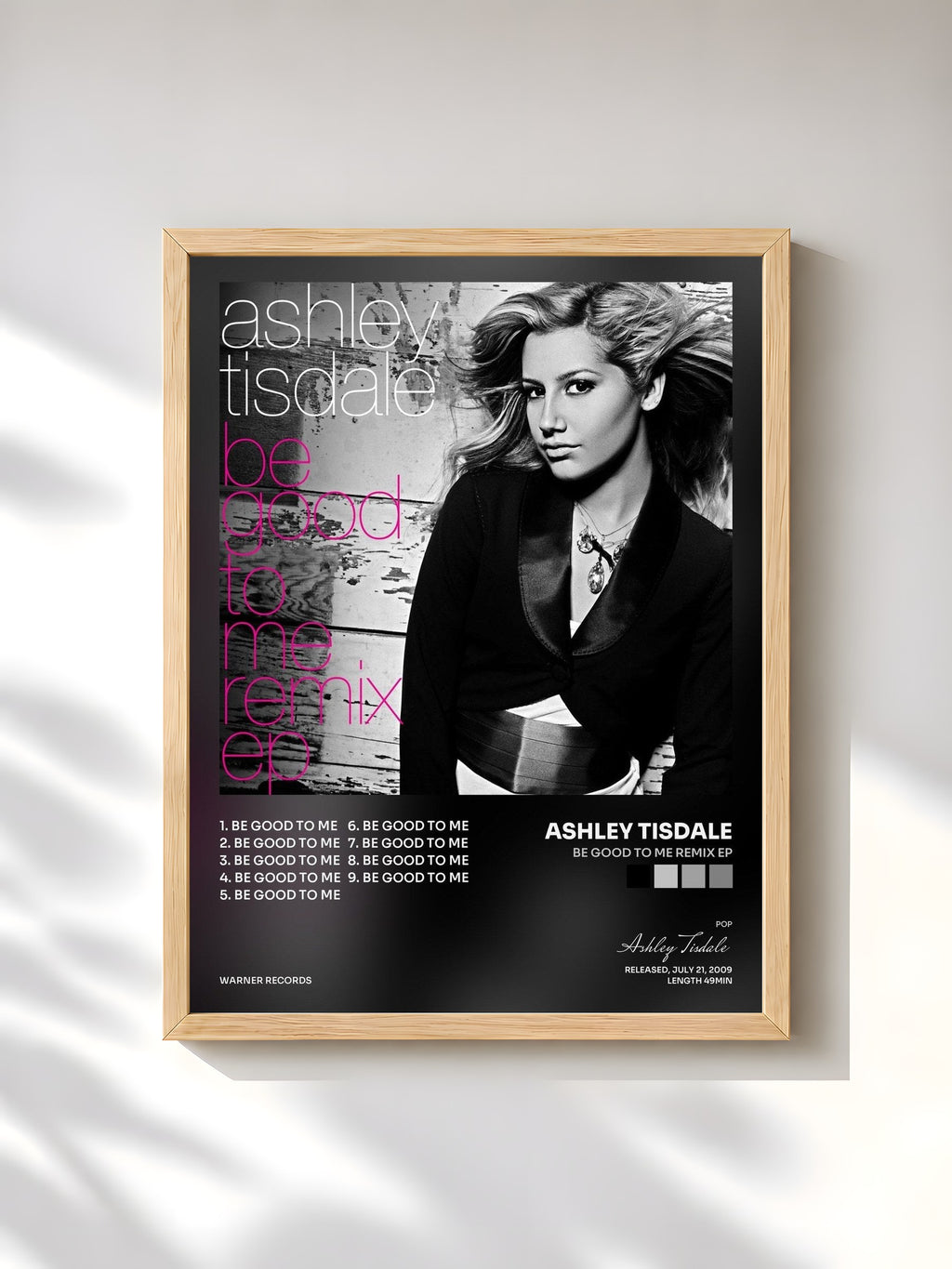 #bois Tableau de l'album Be Good to Me Remix EP de Ashley Tisdale, cadre en bois brut, imprimé et encadré en France