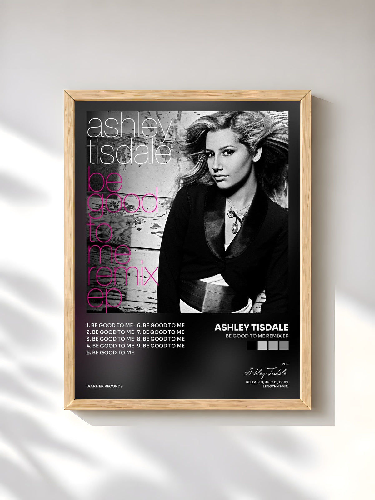 #bois Tableau de l'album Be Good to Me Remix EP de Ashley Tisdale, cadre en bois brut, imprimé et encadré en France