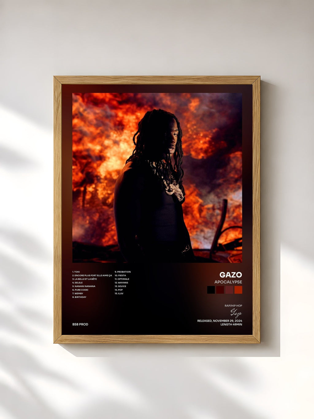 #bois Tableau de l'album APOCALYPSE de Gazo, cadre en bois brut, imprimé et encadré en France
