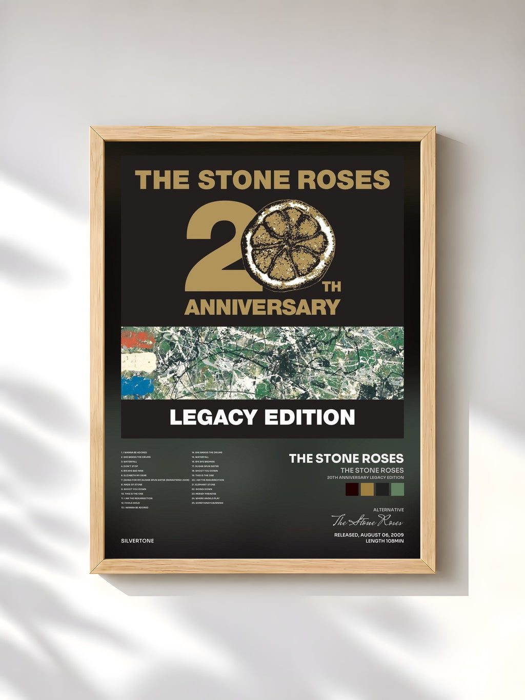 #bois Tableau de l'album The Stone Roses (20th Anniversary Legacy Edition) de The Stone Roses, cadre en bois brut, imprimé et encadré en France