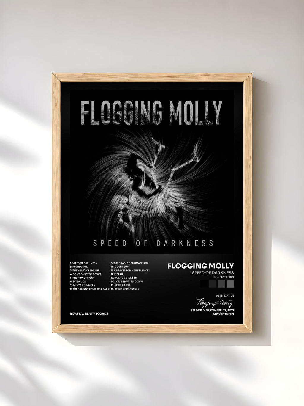 #bois Tableau de l'album Speed of Darkness (Deluxe Version) de Flogging Molly, cadre en bois brut, imprimé et encadré en France