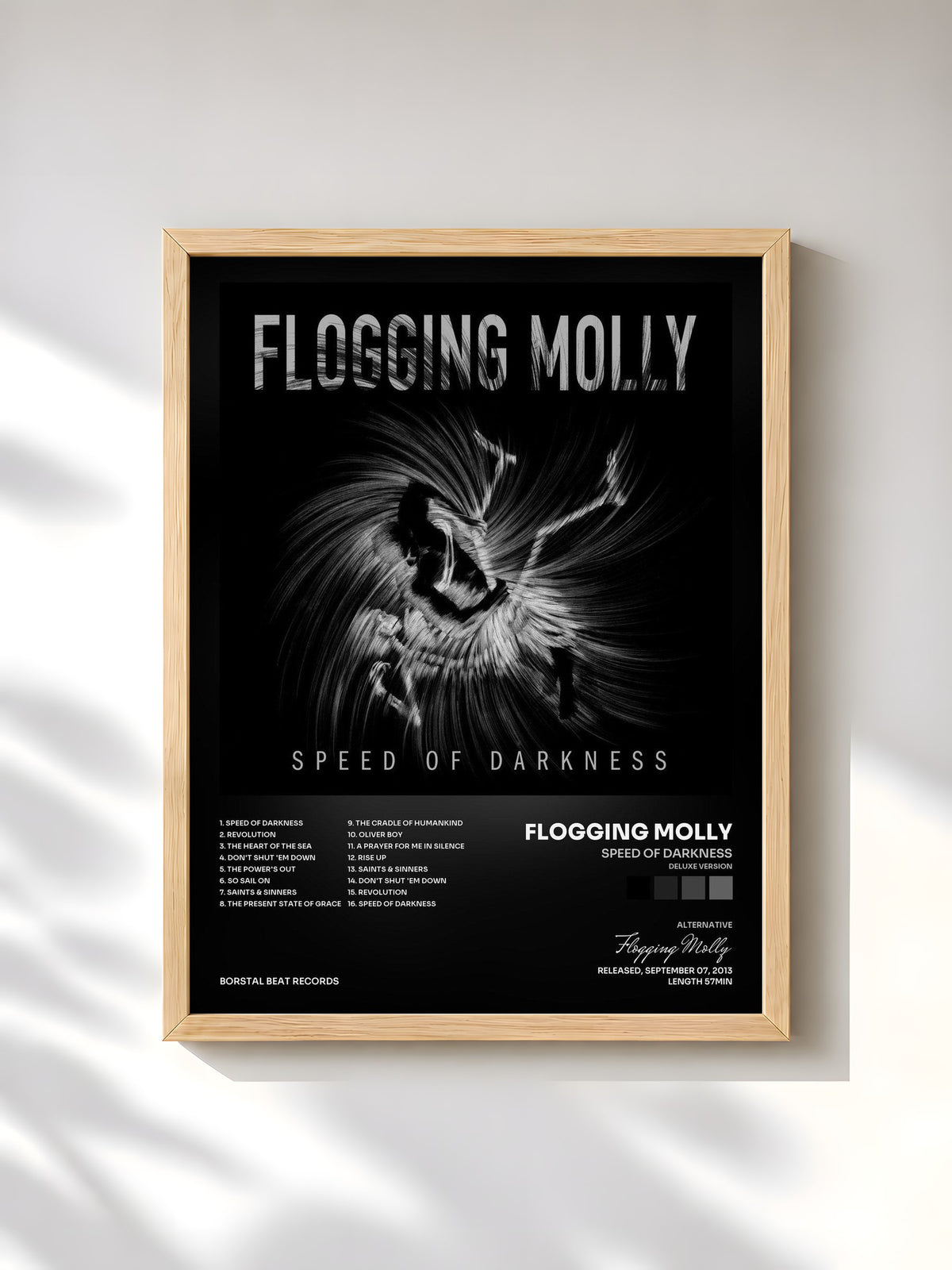 #bois Tableau de l'album Speed of Darkness (Deluxe Version) de Flogging Molly, cadre en bois brut, imprimé et encadré en France