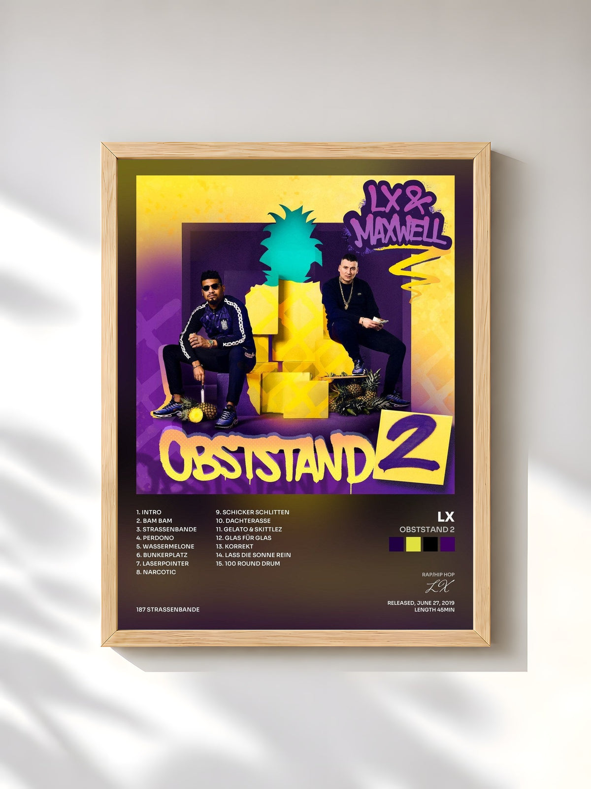#bois Tableau de l'album Obststand 2 de LX, cadre en bois brut, imprimé et encadré en France