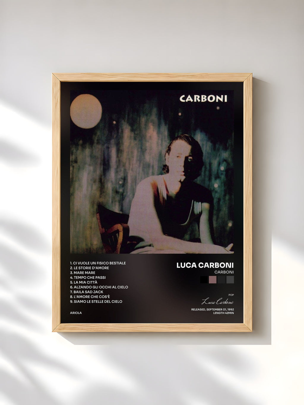 #bois Tableau de l'album Carboni de Luca Carboni, cadre en bois brut, imprimé et encadré en France