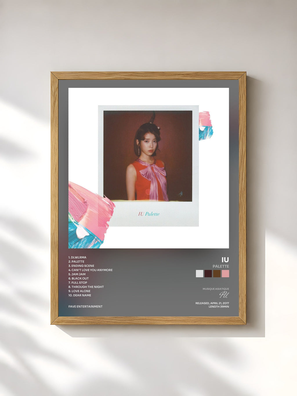 #bois Tableau de l'album Palette de IU, cadre en bois brut, imprimé et encadré en France