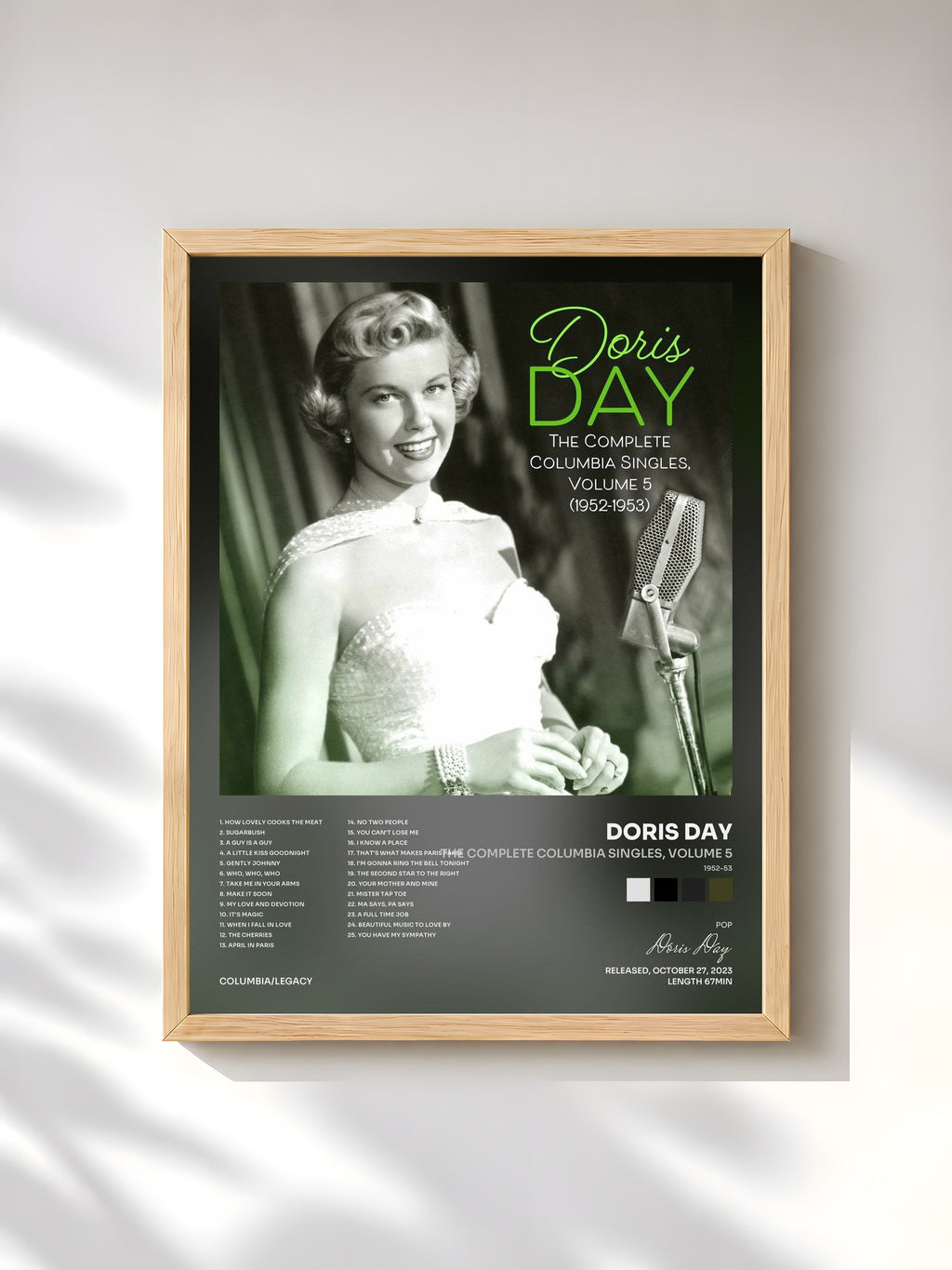#bois Tableau de l'album The Complete Columbia Singles, Volume 5 (1952-53) de Doris Day, cadre en bois brut, imprimé et encadré en France