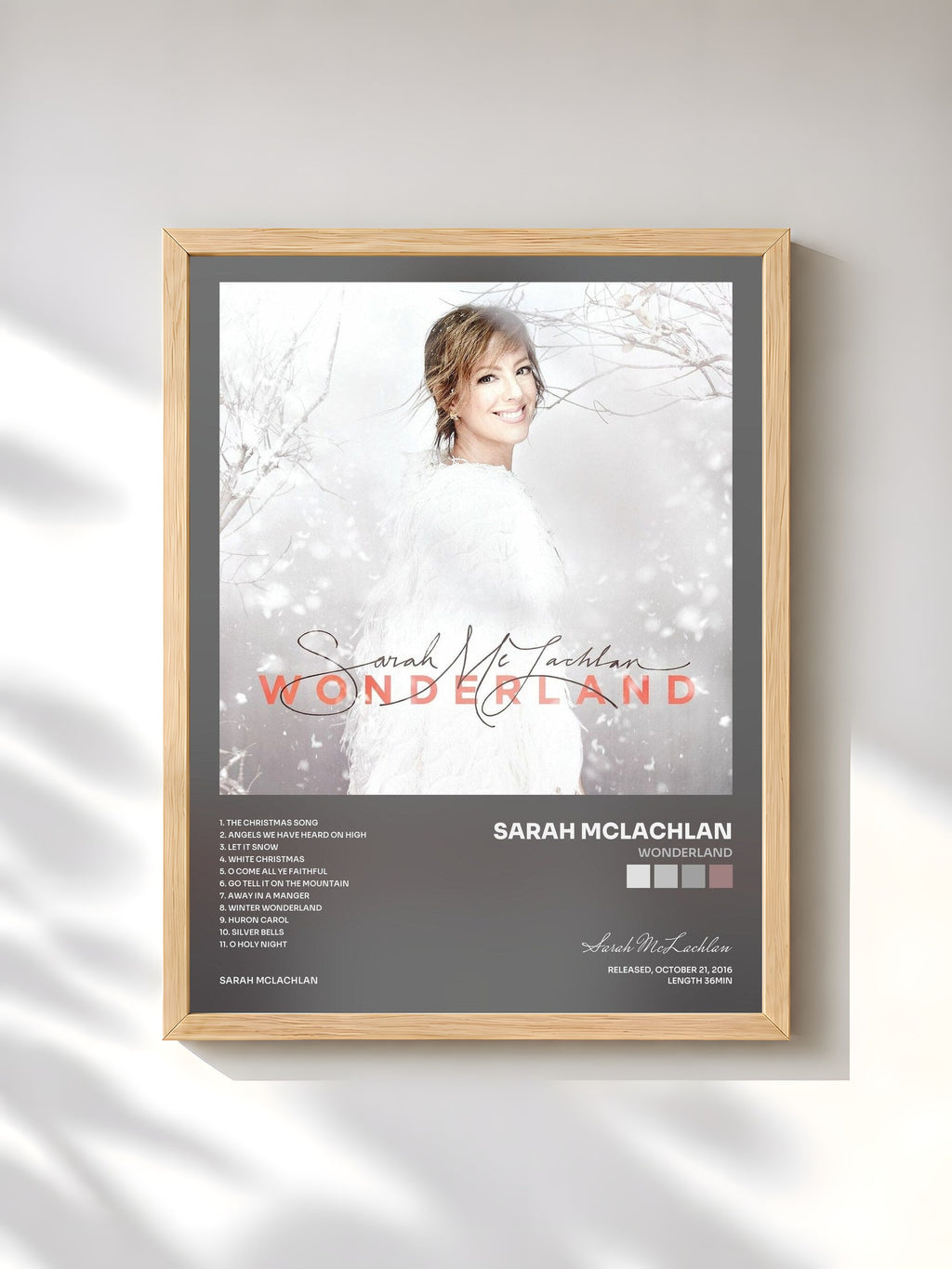 #bois Tableau de l'album Wonderland de Sarah McLachlan, cadre en bois brut, imprimé et encadré en France