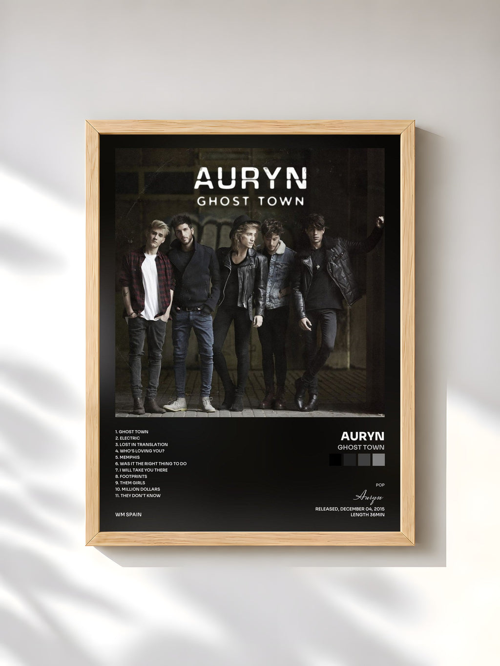 #bois Tableau de l'album Ghost Town de Auryn, cadre en bois brut, imprimé et encadré en France