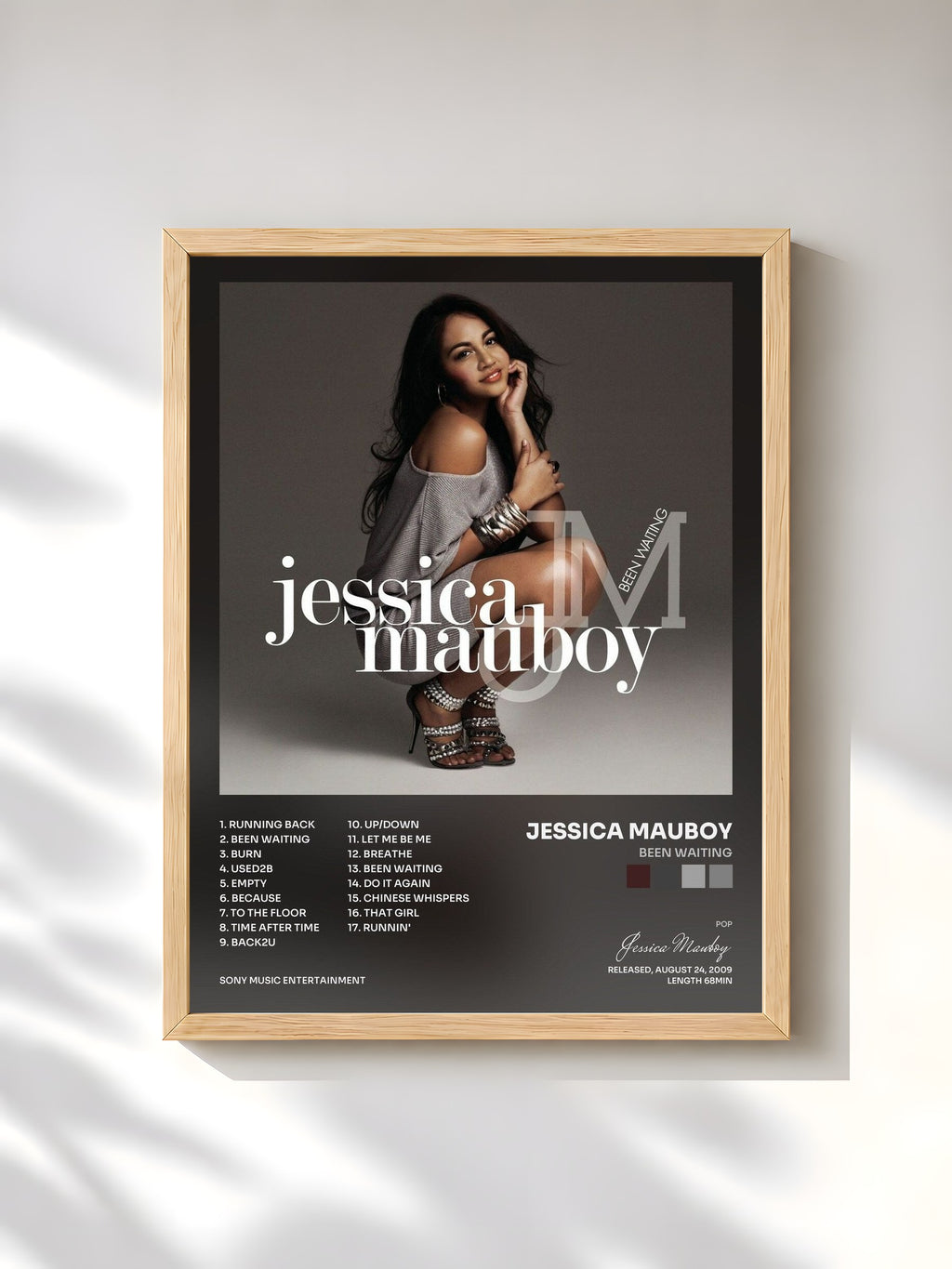 #bois Tableau de l'album Been Waiting de Jessica Mauboy, cadre en bois brut, imprimé et encadré en France