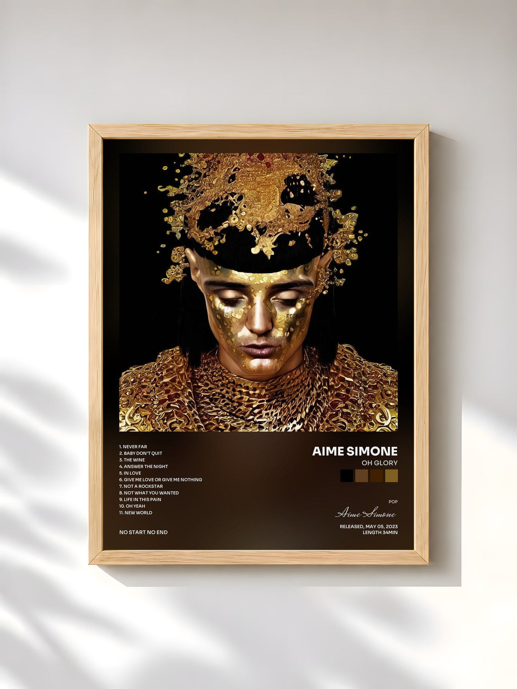 #bois Tableau de l'album Oh Glory de Aime Simone, cadre en bois brut, imprimé et encadré en France