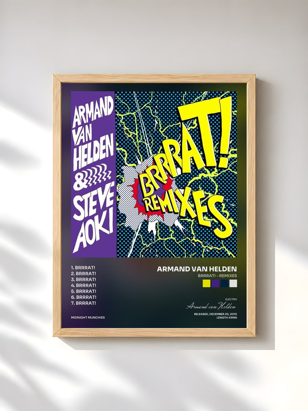 #bois Tableau de l'album Brrrat! - REMIXES de Armand van Helden, cadre en bois brut, imprimé et encadré en France