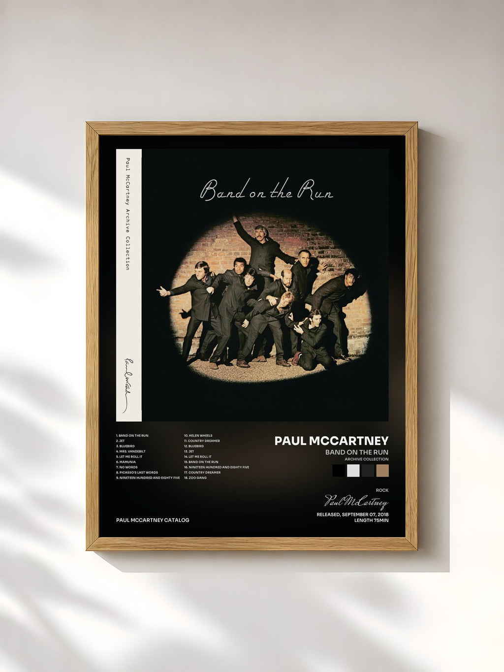 #bois Tableau de l'album Band On The Run (Archive Collection) de Paul McCartney, cadre en bois brut, imprimé et encadré en France