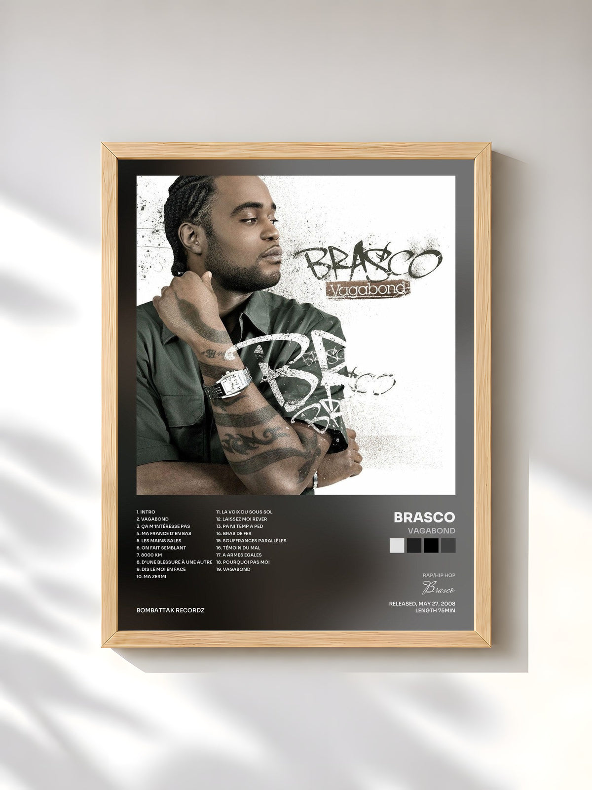 #bois Tableau de l'album Vagabond de Brasco, cadre en bois brut, imprimé et encadré en France