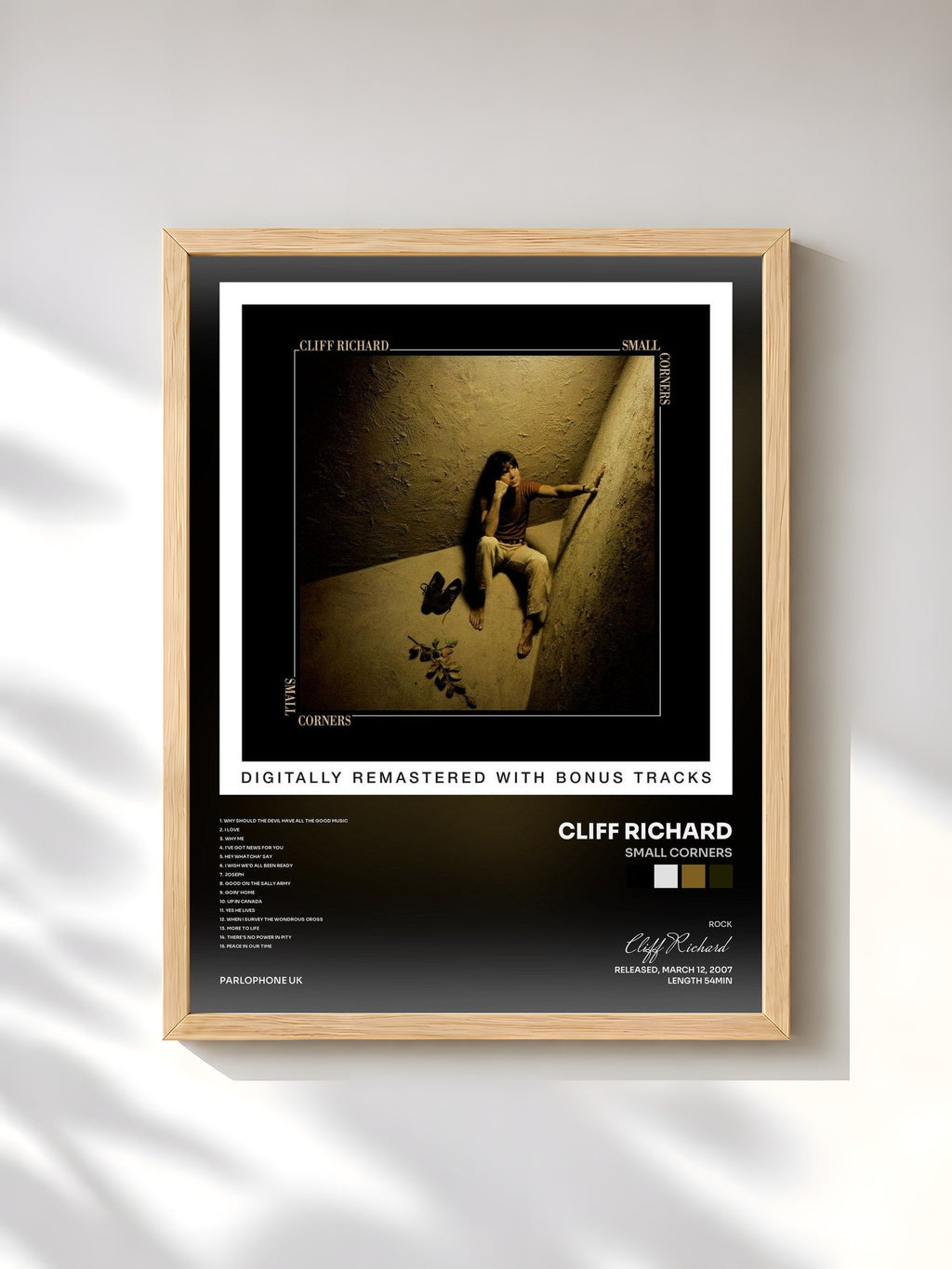 #bois Tableau de l'album Small Corners de Cliff Richard, cadre en bois brut, imprimé et encadré en France