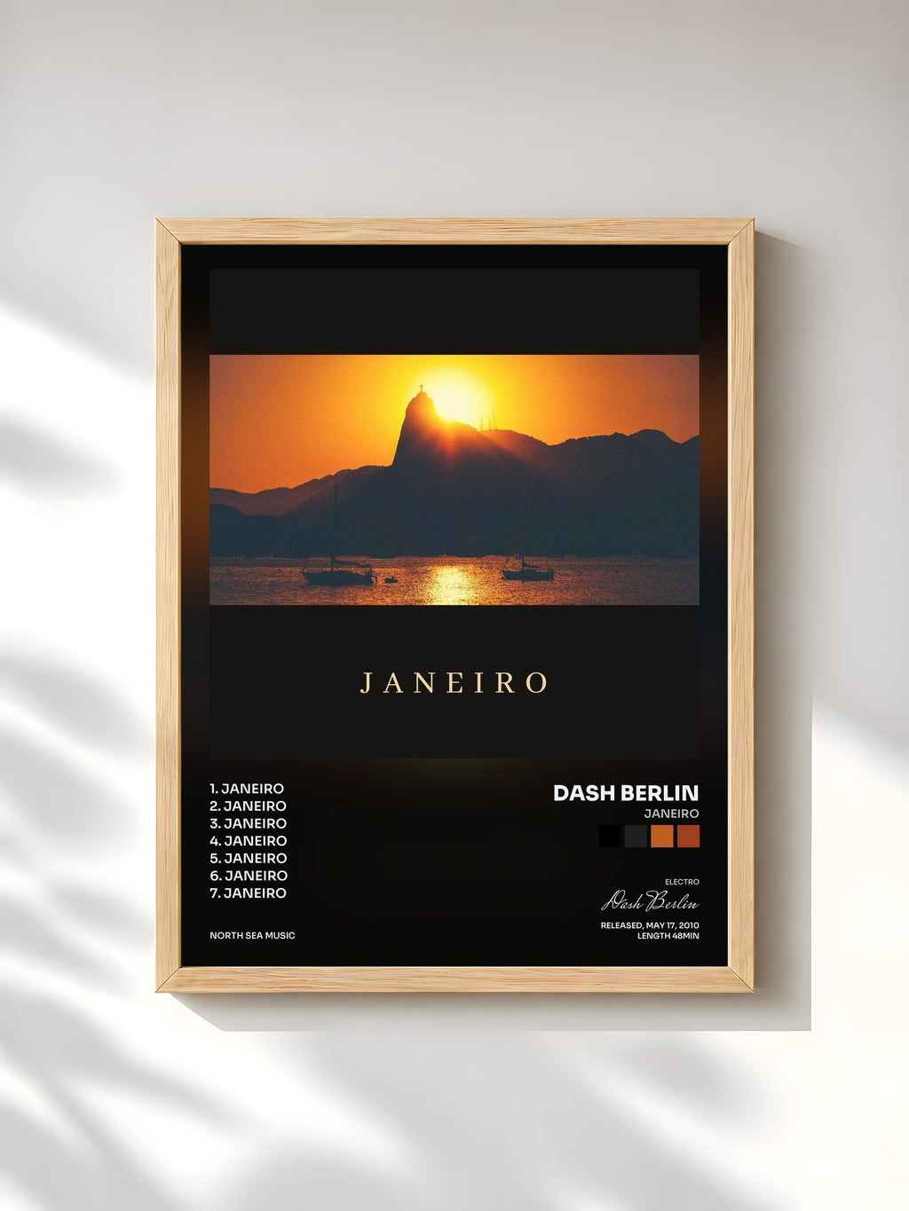 #bois Tableau de l'album Janeiro de Dash Berlin, cadre en bois brut, imprimé et encadré en France