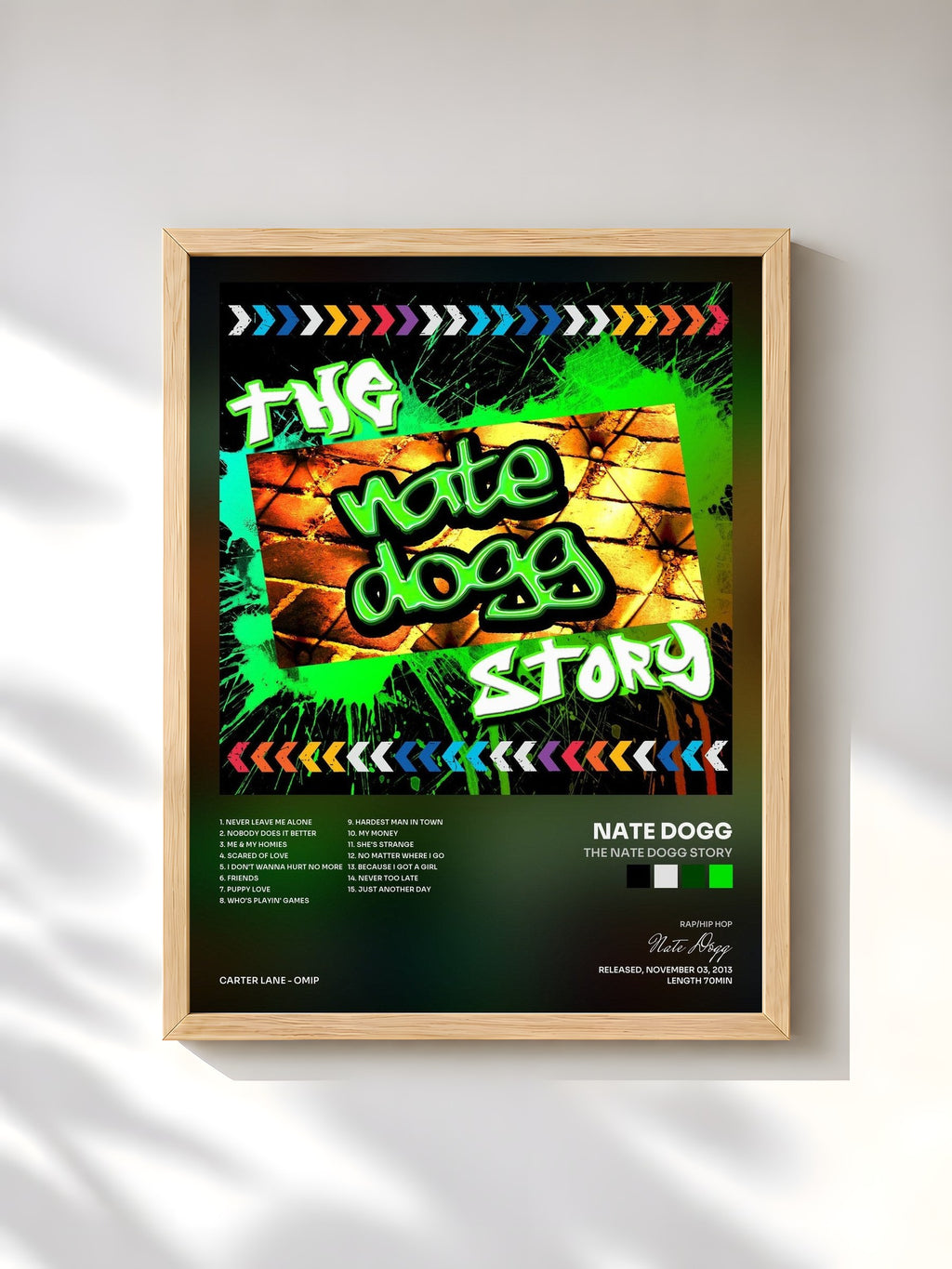 #bois Tableau de l'album The Nate Dogg Story de Nate Dogg, cadre en bois brut, imprimé et encadré en France