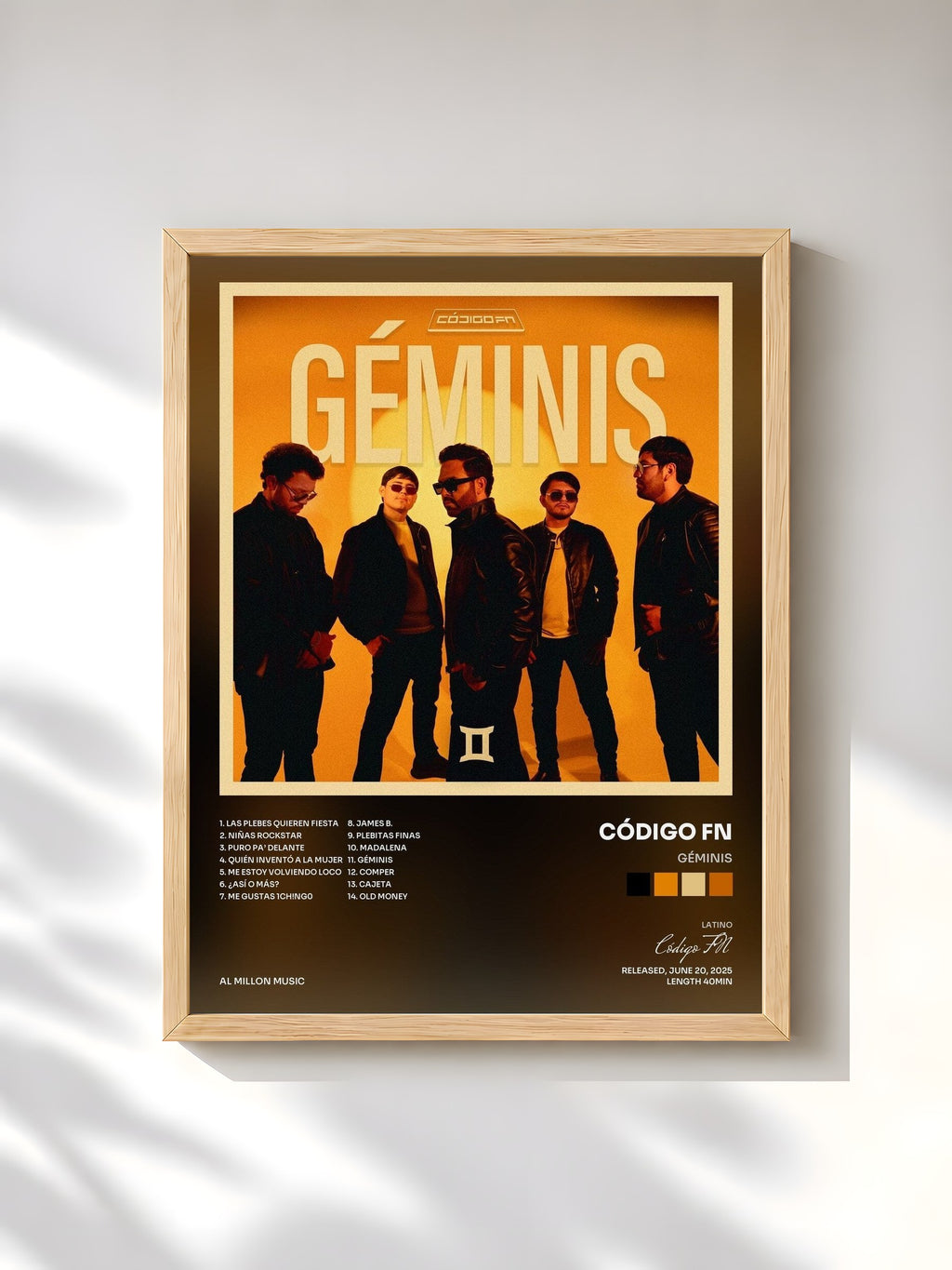 #bois Tableau de l'album Géminis de Código FN, cadre en bois brut, imprimé et encadré en France