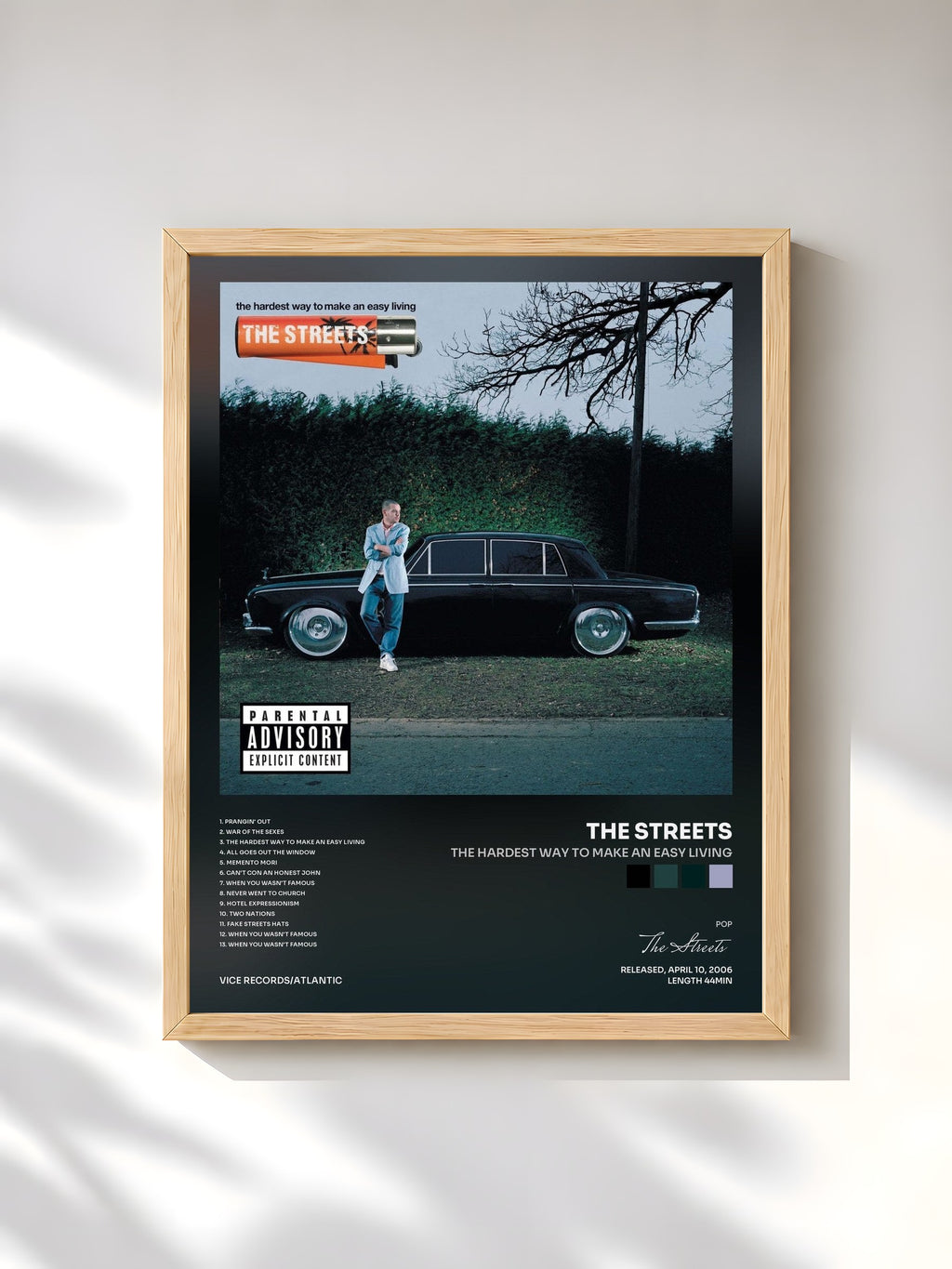 #bois Tableau de l'album The Hardest Way to Make an Easy Living de The Streets, cadre en bois brut, imprimé et encadré en France