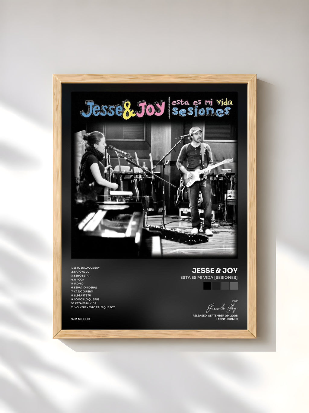 #bois Tableau de l'album Esta Es Mi Vida [Sesiones] de Jesse & Joy, cadre en bois brut, imprimé et encadré en France