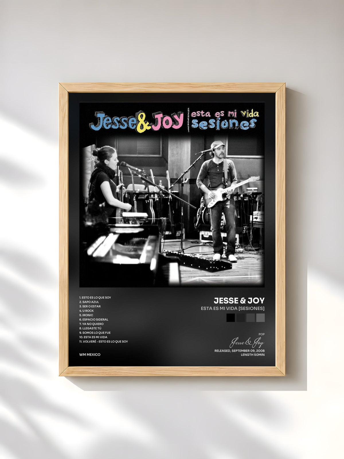 #bois Tableau de l'album Esta Es Mi Vida [Sesiones] de Jesse & Joy, cadre en bois brut, imprimé et encadré en France