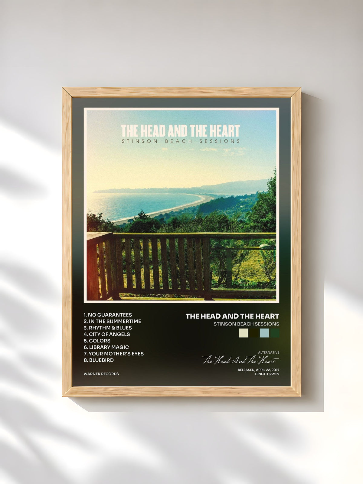 #bois Tableau de l'album Stinson Beach Sessions de The Head And The Heart, cadre en bois brut, imprimé et encadré en France