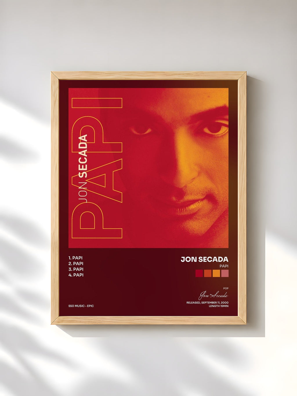 #bois Tableau de l'album Papi de Jon Secada, cadre en bois brut, imprimé et encadré en France