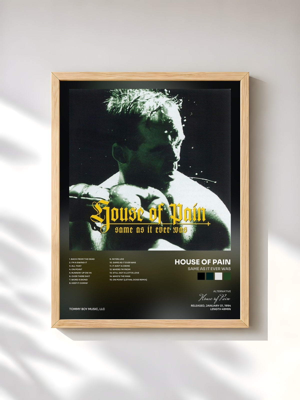 #bois Tableau de l'album Same As It Ever Was de House of Pain, cadre en bois brut, imprimé et encadré en France