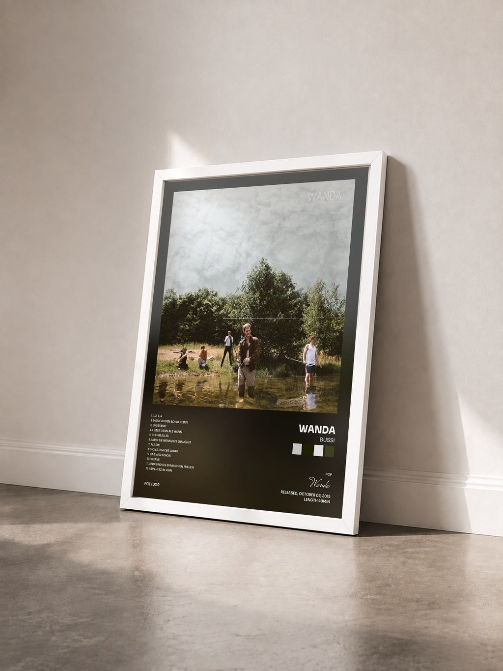 #blanc Tableau de l'album Bussi de Wanda vu de trois quarts, cadre blanc
