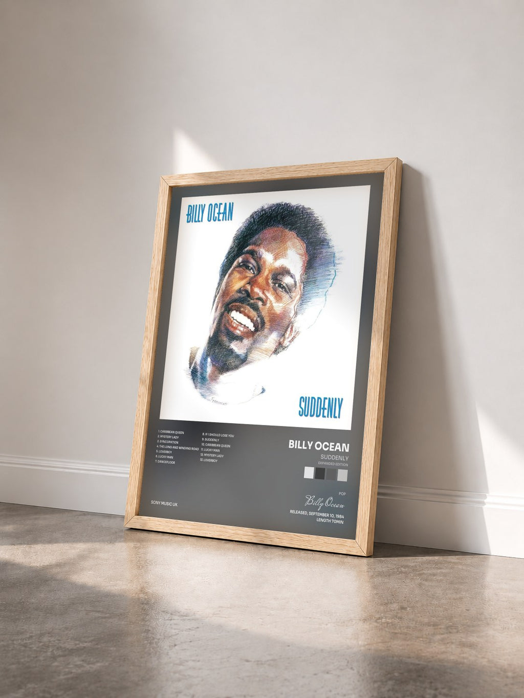 #bois Tableau de l'album Suddenly (Expanded Edition) de Billy Ocean vu de trois quarts, cadre en bois brut