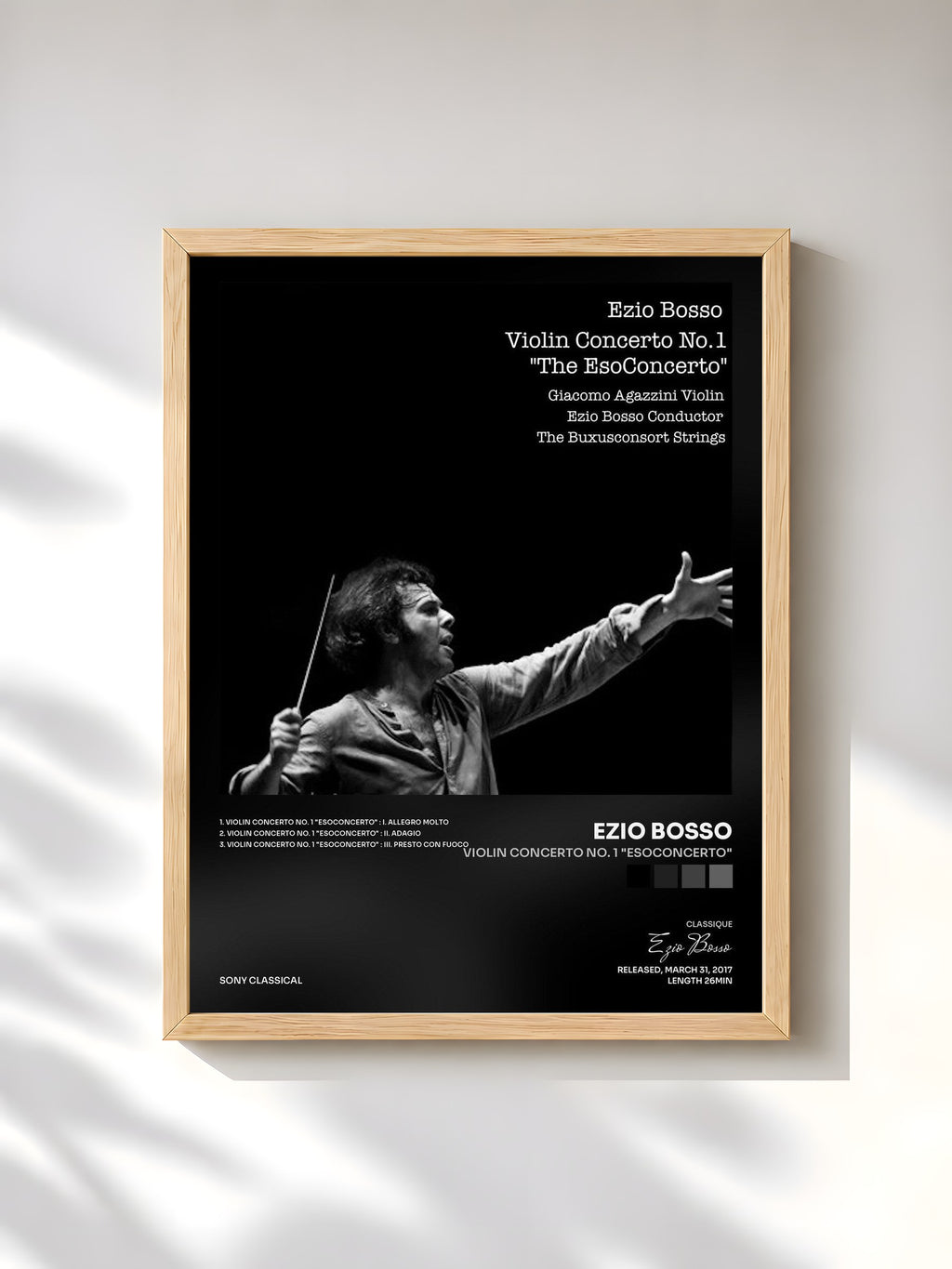 #bois Tableau de l'album Violin Concerto No. 1 "Esoconcerto" de Ezio Bosso, cadre en bois brut, imprimé et encadré en France