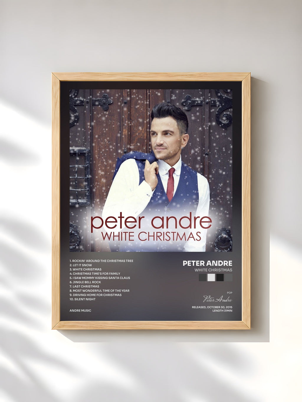 #bois Tableau de l'album White Christmas de Peter Andre, cadre en bois brut, imprimé et encadré en France