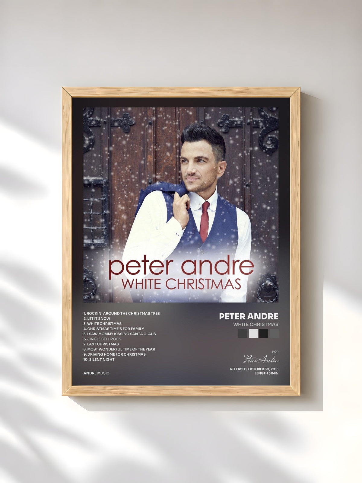 #bois Tableau de l'album White Christmas de Peter Andre, cadre en bois brut, imprimé et encadré en France