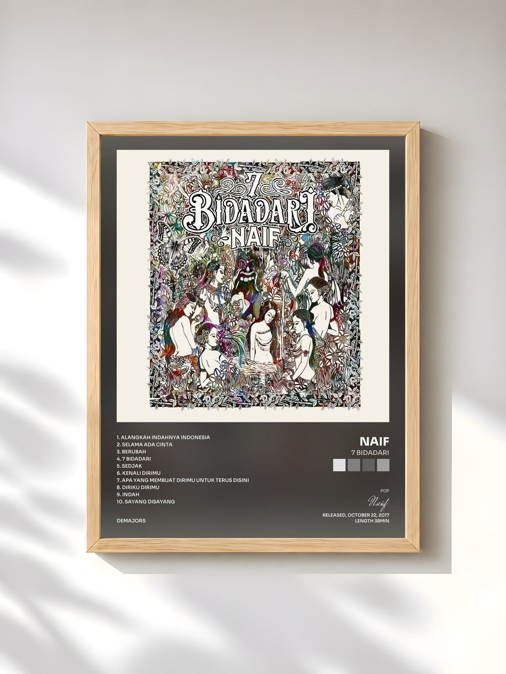 #bois Tableau de l'album 7 Bidadari de Naif, cadre en bois brut, imprimé et encadré en France
