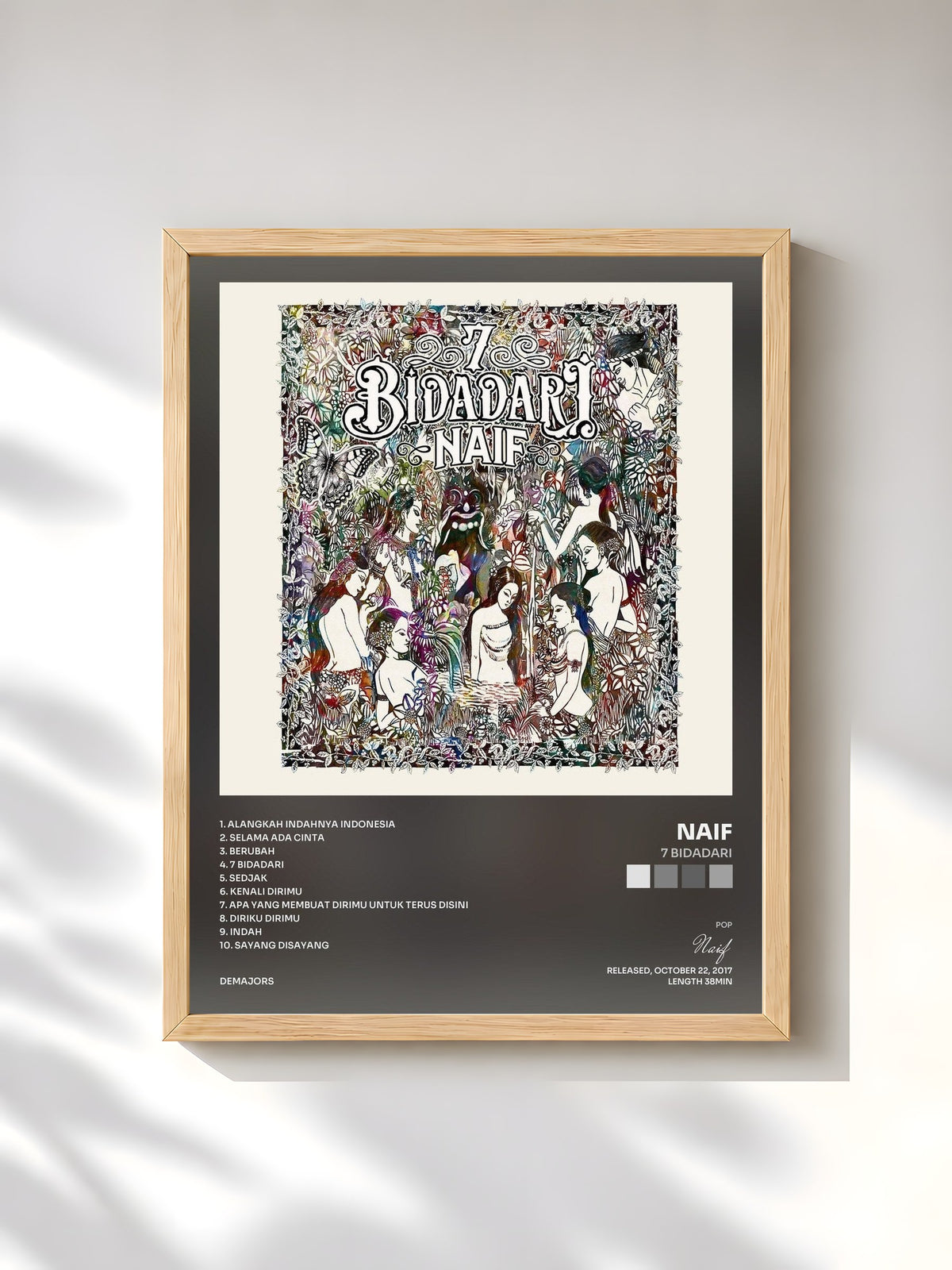 #bois Tableau de l'album 7 Bidadari de Naif, cadre en bois brut, imprimé et encadré en France