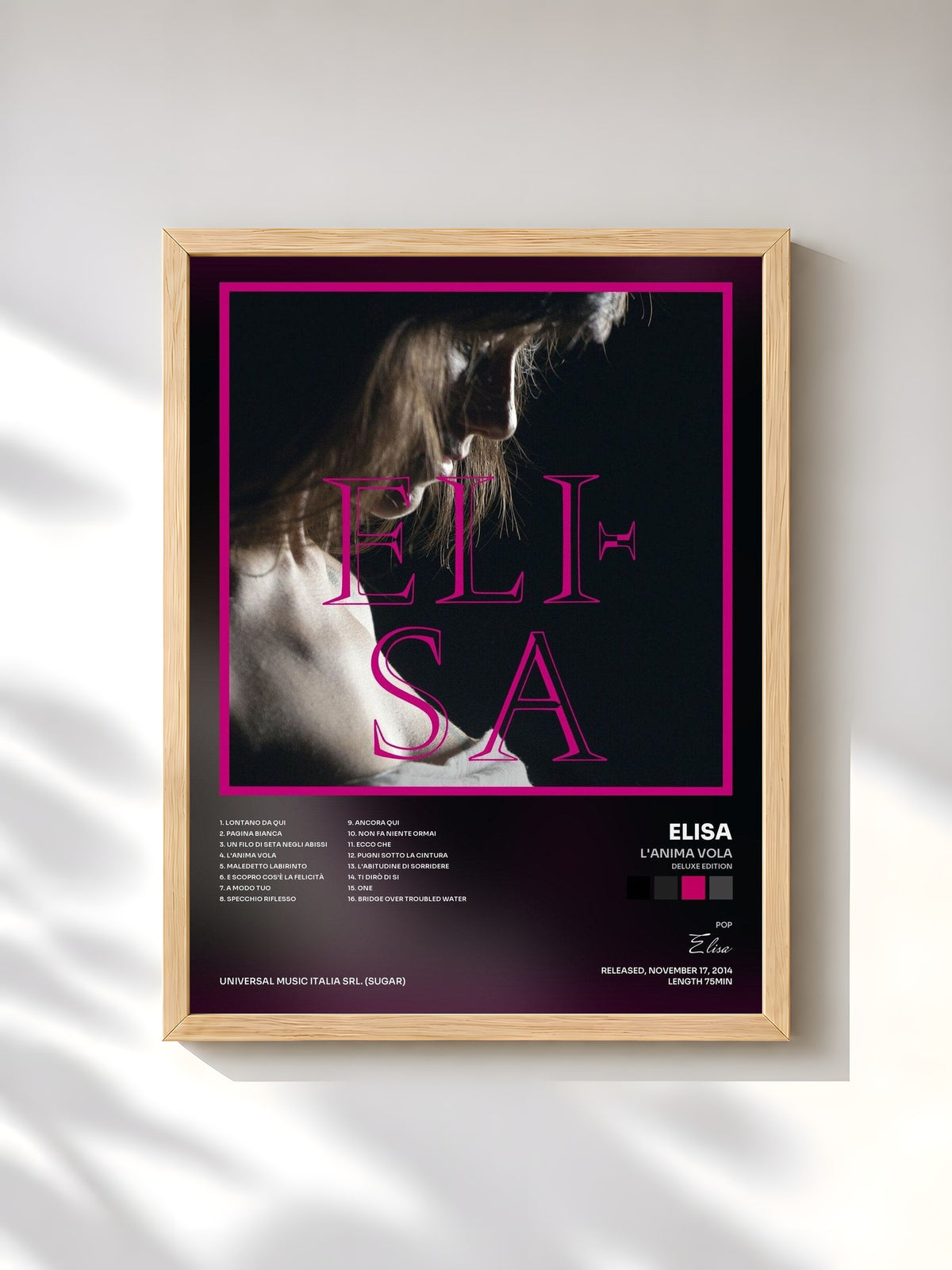 #bois Tableau de l'album L'Anima Vola (Deluxe Edition) de Elisa, cadre en bois brut, imprimé et encadré en France